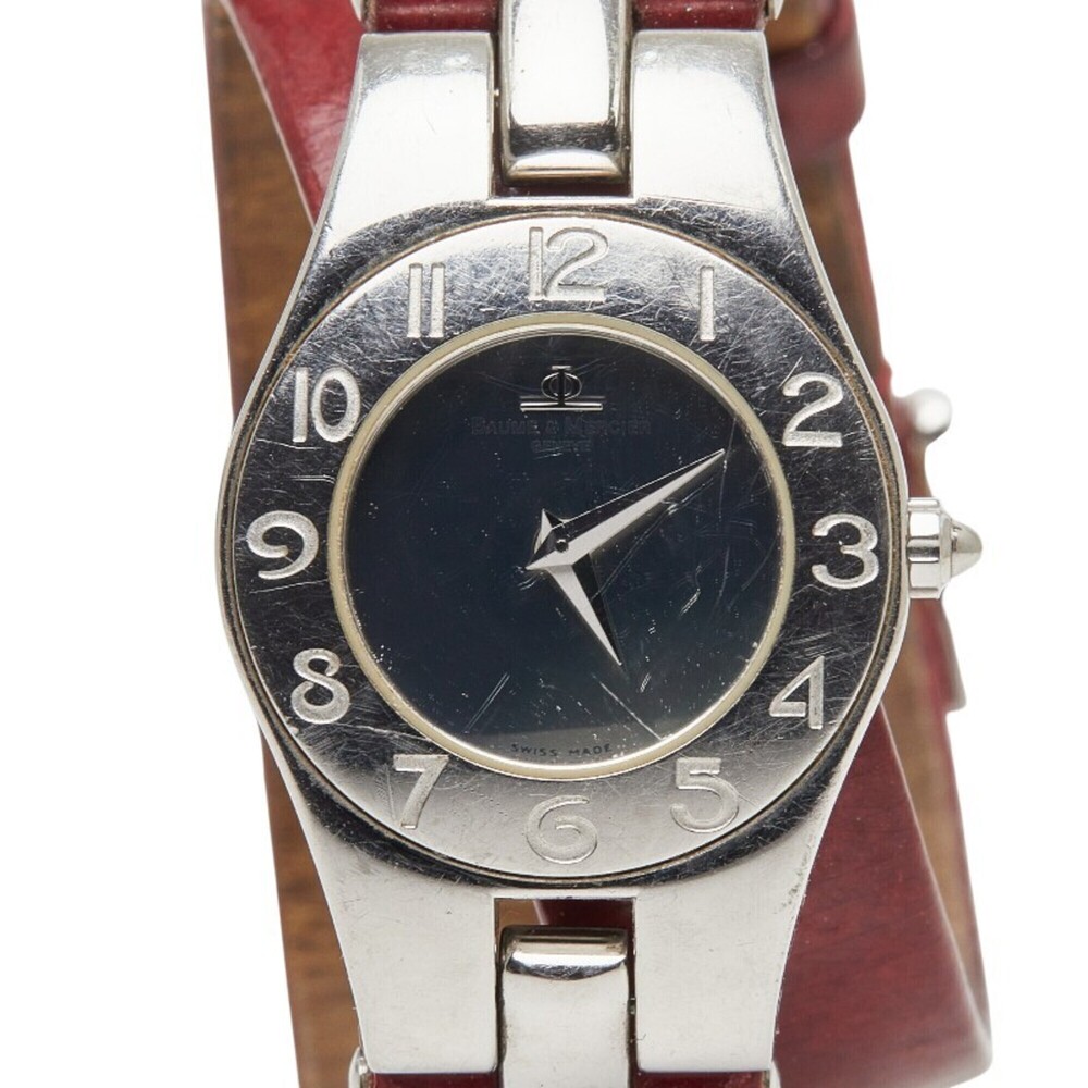 Baume & Mercier Linea Watch 65305 Quartz Silver Dial Stainless Steel Leather ...